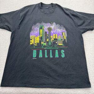 Vintage Dallas Skyline T Shirt Adult XXL 50% Cotton 50% Polyester Graphic Tee 90